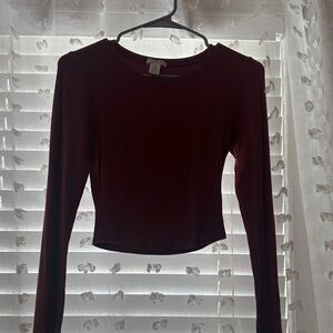 Bozzolo Burgundy Long Sleeve Crop Top